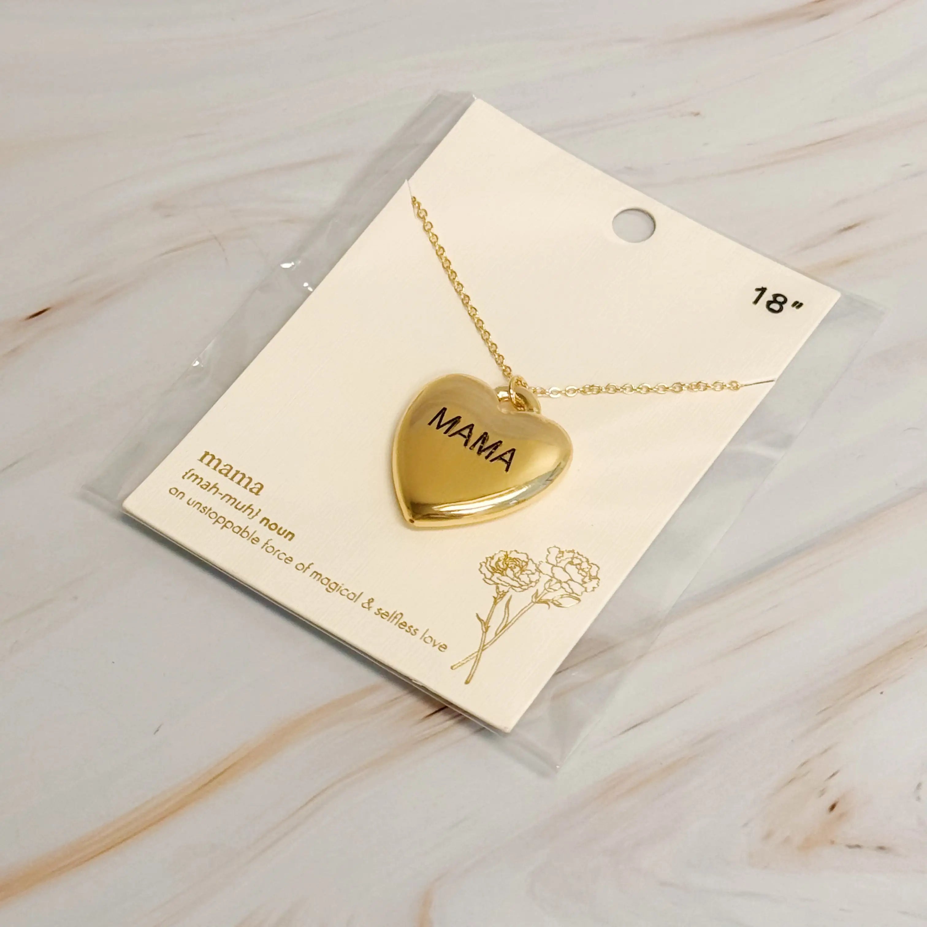 Mama Engraved Heart Necklace