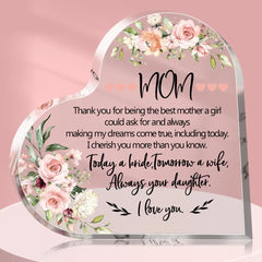 Mom Acrylic Heart Plaque