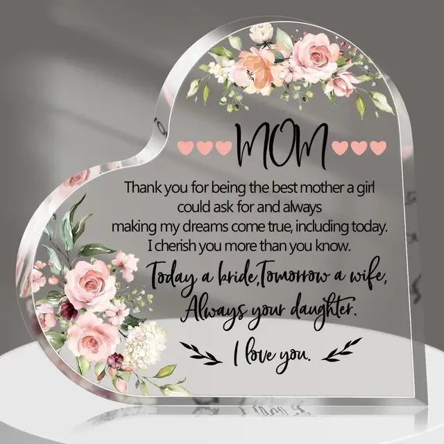 Mom Acrylic Heart Plaque
