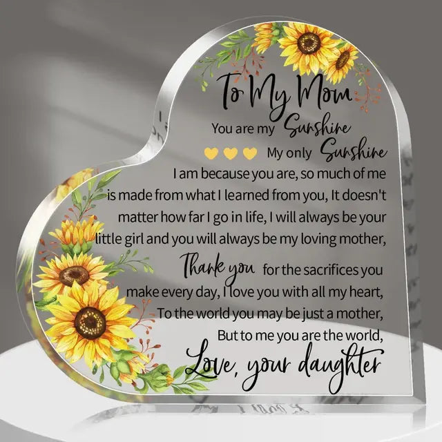Mom Acrylic Heart Plaque