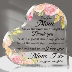 Mom Acrylic Heart Plaque