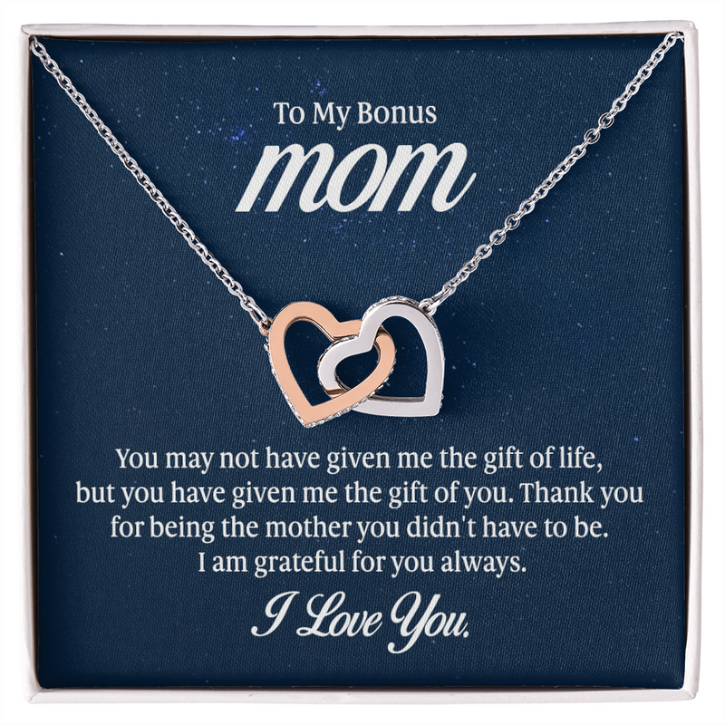 Interlocking Hearts Necklace - To My Bonus Mom